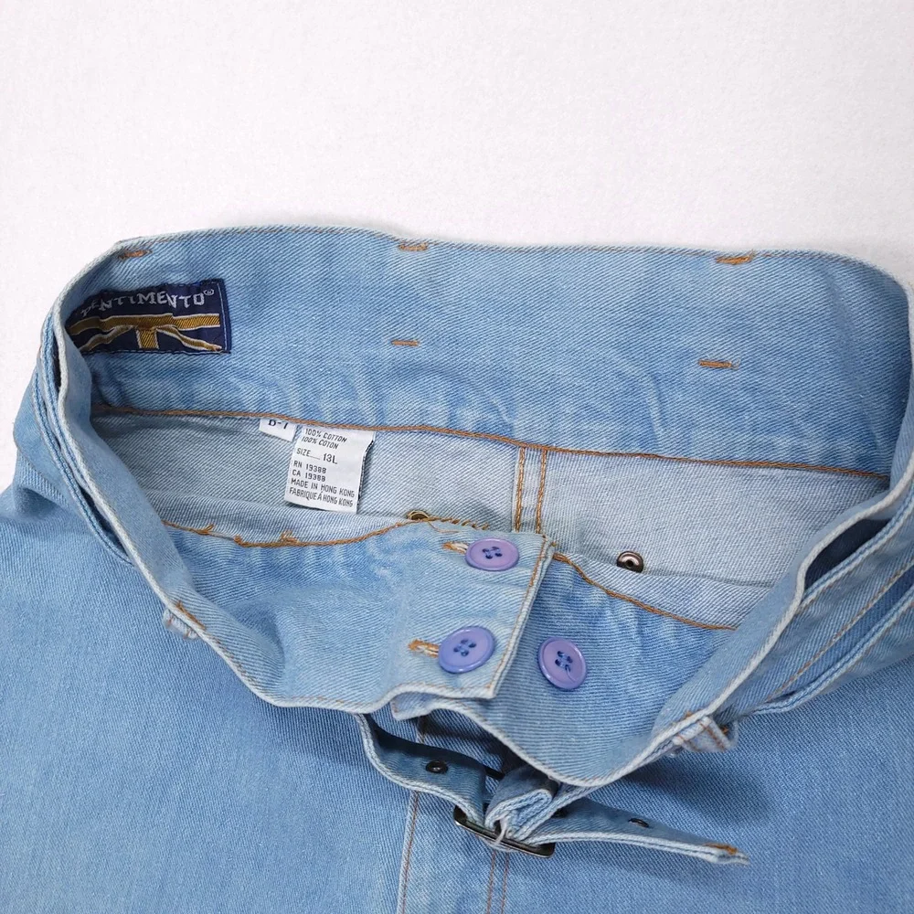 Pentimento Vintage High Waisted Wide Leg Double Belt Jeans Light Wash 13L - Picture 6 of 10
